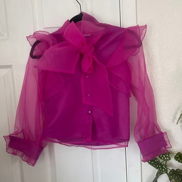 Mama Luma Girls Organza Ruffle Blouse